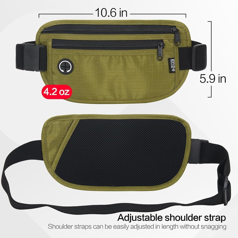 Arouselove Slim RFID Blocking Money Belt for Travel - Anti-Theft Hidden Passport Holder Waist Wallet with Secure Pouch for Cash, Credit Cards & Phone Safe (Olive-green) - Image 3